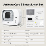 Amicura cura3 self cleaning cat litter box, selbstreinigendes katzenklo | Selbstreinigende Katzentoilette | Vollautomatisches katzenklo | Katzentoilette