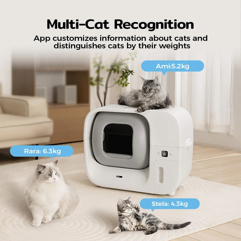AmiCura Cura 3 Triple Odor Eliminator & Auto-Pack Self Cleaning Cat Litter Box - Amicura
