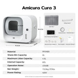 AmiCura Cura 3 Triple Odor Eliminator & Auto-Pack Self Cleaning Cat Litter Box - Amicura