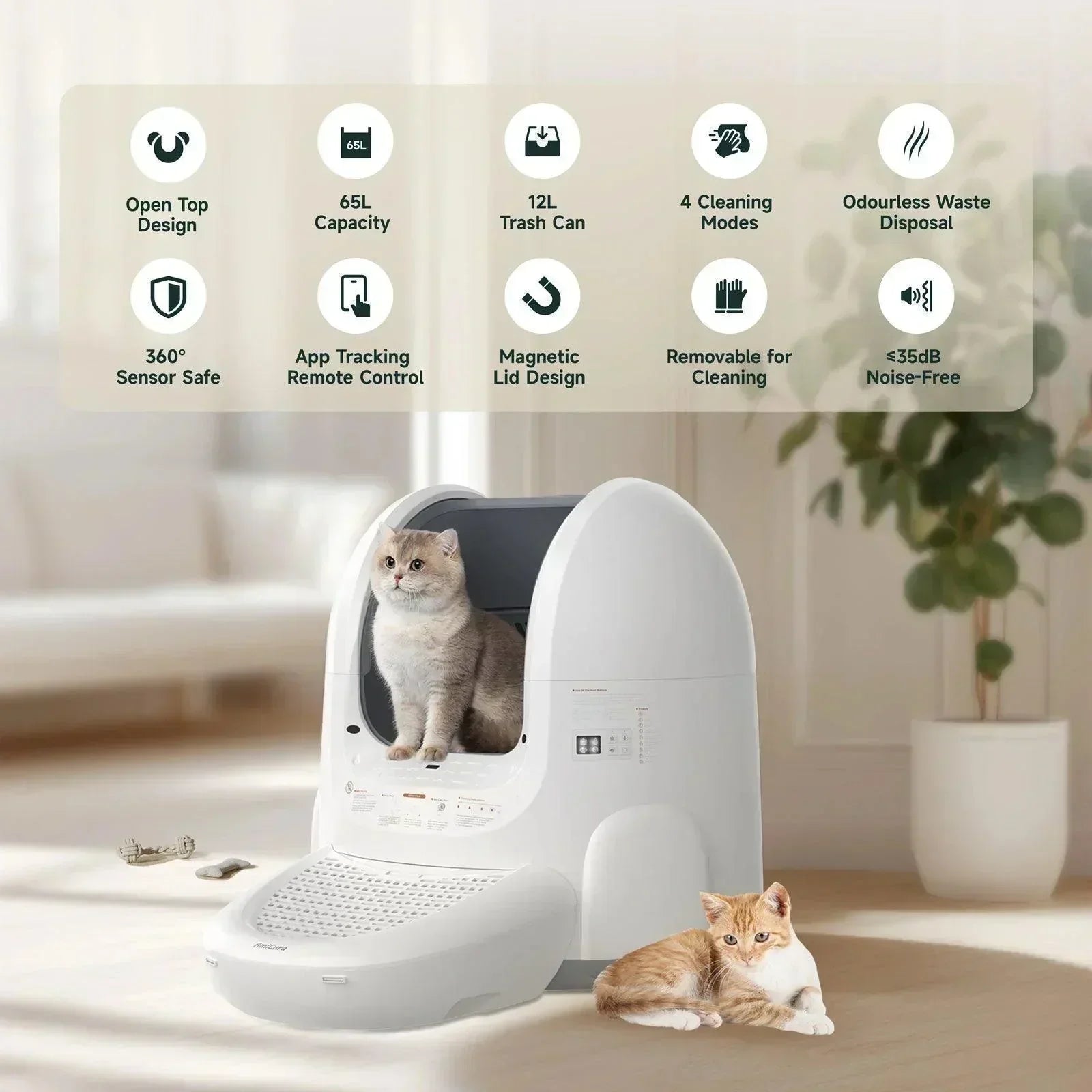 Amicura Self Cleaning Cat Litter Box, Amicura cura 2 Automatic litter box, automatische katzenklos	
essen katzen